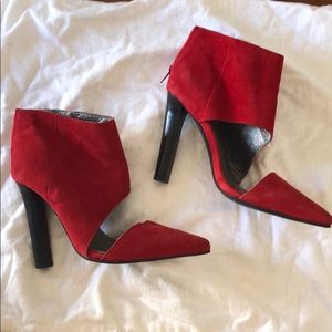 Jeffrey Campbell red suede heels 7.5